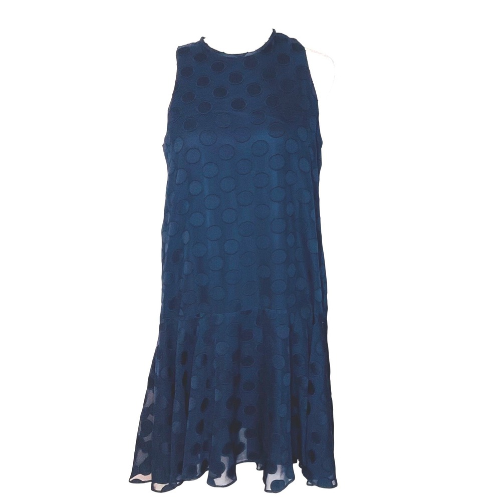 Tommy Hilfiger womens dress navy blue sheer dot sleeveless A line shift sheath 2